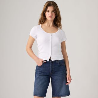 Levi's Austen Button Up Short Sleeve Top - Womens - XL - White