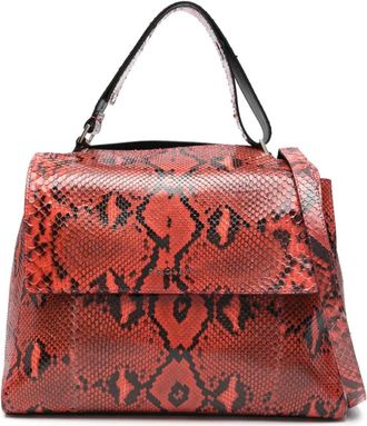 Orciani Sveva Phyton Effect Medium Tote Bag - Dames - Handtassen - Rood - ONE Size - Leer - Tassen