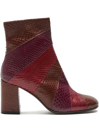Maliparmi patchwork block-heel leather boots - Red