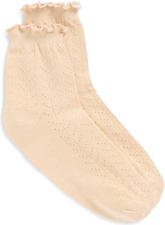 Stems Pointelle Ankle Socks in Beige at Nordstrom