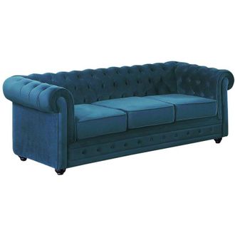 Vente-Unique Vente-unique - Divano chesterfield 3 posti in velluto Verde petrolio