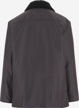 Maison Margiela Mens Nylon Jacket With Shearling Collar Black Polyester