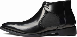 Generic MenS Chelsea Ankle Boots, Smart Leather Look Lace-Up Short Boots with Elastic Side Panels, Non-Slip Sole, Autumn Winter Business Casual Shoes for Offi