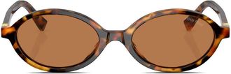 Miu Miu Eyewear tortoiseshell-effect oval-frame sunglasses - unisex - Acetate - One Size - Green