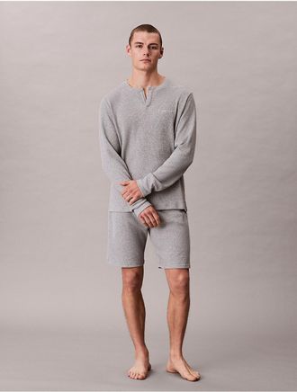 Calvin Klein Mens Waffle Knit Sleep Short - Grey - L