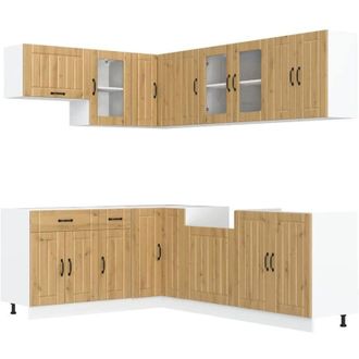 vidaXL Vidaxl - Mueble De Cocina Lucca 11 Piezas Artesanal Roble