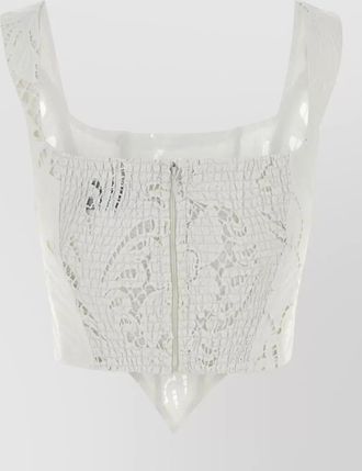 Giuseppe Di Morabito lace cropped bustier top square neckline