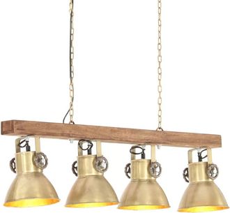 vidaXL L&aacute;mpara De Techo Industrial Madera De Mango Lat&oacute;n E27 Vidaxl