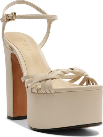 Schutz Tara Platform Ankle Strap Sandal in Sugar White at Nordstrom, Size 10.5