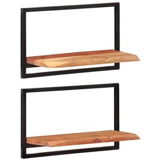 vidaXL Vidaxl - Estantes De Pared 2 Unidades Madera Maciza Acacia 60x25x35 Cm