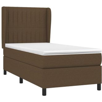 vidaXL Vidaxl - Cama Box Spring Con Colch&oacute;n Tela Marr&oacute;n Oscuro 90x190 Cm