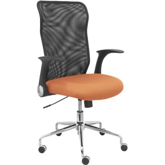 Piqueras y Crespo Silla Minaya Respaldo Malla Negro Asiento Bali Marr&oacute;n