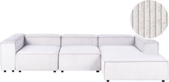 Beliani Sof&aacute; Modular 4 Plazas Moderno Patas Negras Tapizado Pana Blanco Crema Izquierdo Ardal