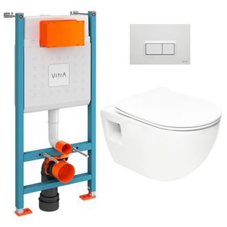 Vitra Bastidor V-fix Core Pack + Sat Inodoro Sin Brida + Asiento Softclose + Placa, Blanco Alto Brillo (v-fixproject-1)