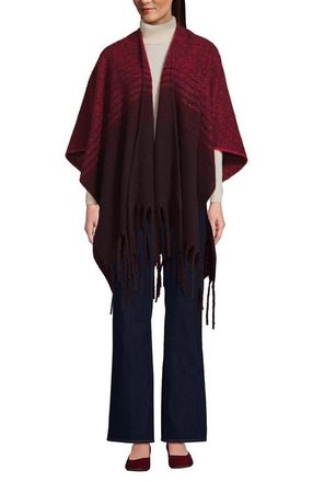 Lands End Brushed Boucle Ruana in Burgundy/red Ombre at Nordstrom