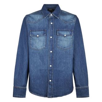 A.P.C. Western Shirt - Heren - Spijkeroverhemden - Blauw - S - Katoen - Overhemden