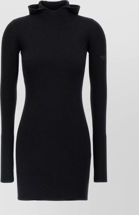 Fendi hooded dress with fitted silhouette and high neckline