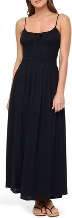 L*Space Tala Shirred Waist Cover-Up Maxi Sundress in Black at Nordstrom, Size X-Small