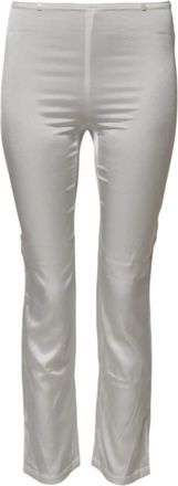 Dolce & Gabbana Zijden Taps Toelopende Hoge Taille Broek - Dames - Slim Fit Broeken - Beige - S - Broeken