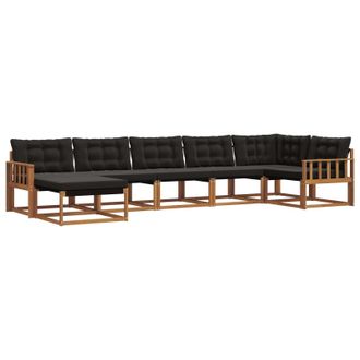 vidaXL Conjunto De Sof&aacute;s De Exterior Con Coj&iacute;n 7 Pcs Natural Y Negro Vidaxl
