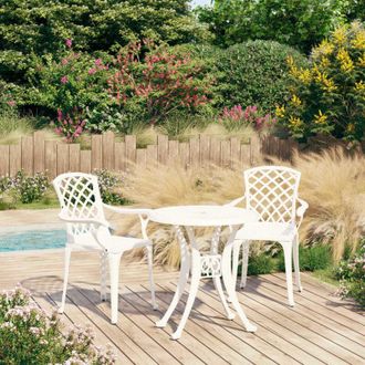 vidaXL Mesa Y Sillas De Bistr&oacute; 3 Piezas Aluminio Fundido Blanco Vidaxl