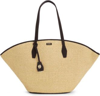 BOSS Raffia tote bag with leather trims