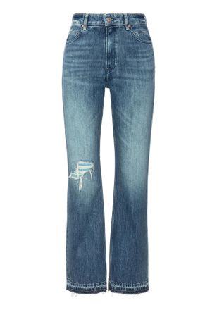 Boss Orange by Hugo Boss Straight-Jeans BOSS ORANGE Ada High Rise Slim Premium Damenmode, Damen, Gr. 32, N-Gr, blau (medium blau 420), Denim/Jeans, Obermaterial: 100% Baumwoll