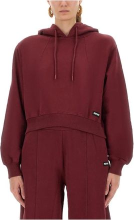 Rotate Terry Back Cropped Hoodie - Dames - Hoodies - Rood - M - Katoen - Hoodies & sweatvesten