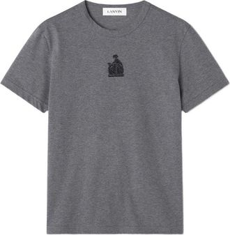 Lanvin Short-Sleeved Crew Neck Top with Embroidered Emblem