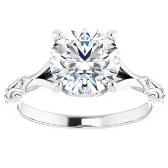 Pompeii3 3Ct Moissanite Vintage Engagement Solitaire Ring 14k White Yellow or Rose Gold