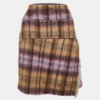 See By Chlo&eacute; See by Chlo&eacute; Purple/Brown Alpaca Blend Plaid Mini Skirt S