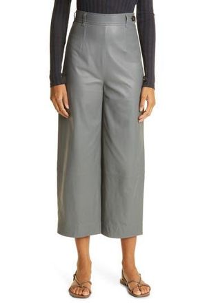 Vince Leather Wide Leg Crop Pants in Sea Stone at Nordstrom Rack, Size 0