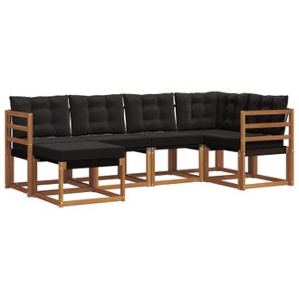vidaXL Conjunto De Sof&aacute;s De Exterior Con Coj&iacute;n 6 Pcs Natural Y Negro Vidaxl