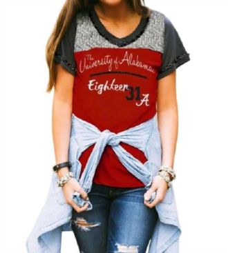 Gameday Couture University Of Alabama Football Tee In Red/grey