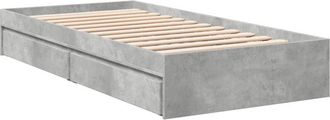 vidaXL Cama con cajones madera ingeniería gris hormigón 100x200 cm Vidaxl