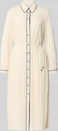 Comma Regular Fit Midikleid in Falten-Optik in Offwhite, Gr&ouml;&szlig;e 34