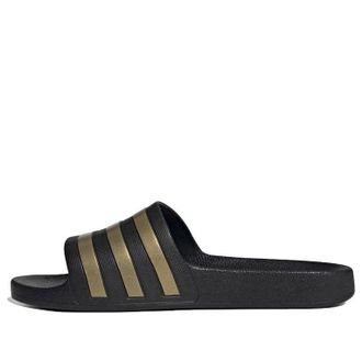 adidas Adilette Aqua Slides Black Gold Metallic EG1758