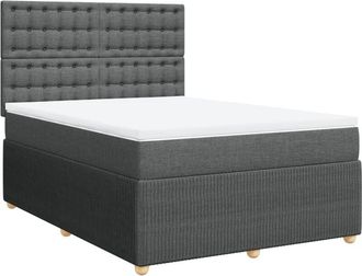 vidaXL Vidaxl - Cama Box Spring Con Colch&oacute;n Tela Gris Oscuro 140x190 Cm