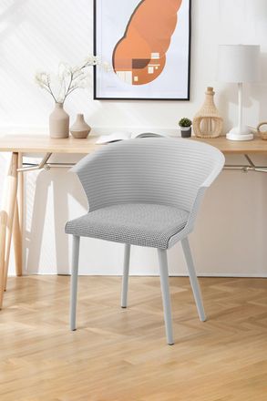 Living and Home 4Pcs Upholstered PP Dining Chairs with Armrest ( Load Capacity 150kg ) in Grey