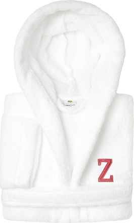 Linum Home Textiles Personalized Linum Kids Medium Super Plush Hooded Bathrobe With Pink Bookman Font (Monogrammed A-Z)