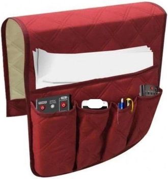 OEM Organizador Para Reposabrazos De Sof&aacute; - Organizador Para Silla - Organizaci&oacute;n De Sala De Estar - Compartimentos Especiales - 90 X 34 Cm - Rojo