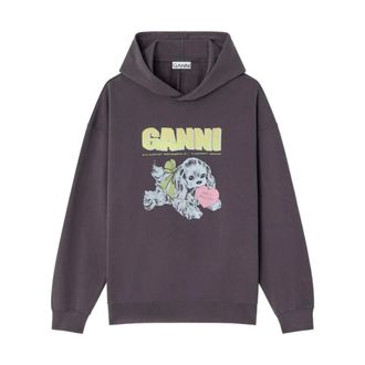 Ganni Hoodies, female, Gray, Size: 2XS/XS Isoli Oversized Hoodie Phantom 252
