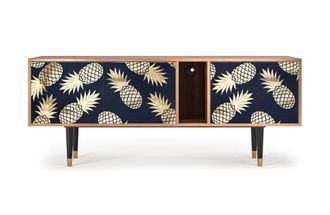 StoryZ Mueble de TV azul y amarillo 2 cajones y 2 puertas L 170 cm