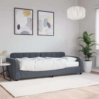 vidaXL Sof&aacute; Cama Con Colch&oacute;n Terciopelo Gris Oscuro 80x200 Cm Vidaxl