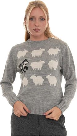 Max Mara Wkdnitra Ronde hals trui - Dames - Truien - Grijs - Maat: L Wol