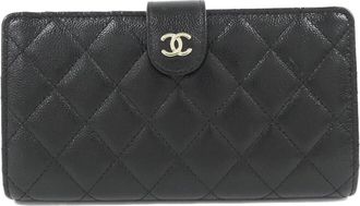 Chanel Black Grained Calfskin Long Wallet (Bi-Fold) (Pre-Owned)