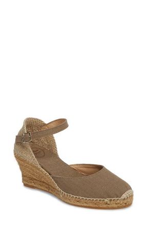 Toni Pons Caldes Linen Wedge Sandal in Taupe Fabric at Nordstrom, Size 5.5-6Us