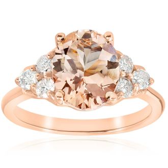 Pompeii3 2 1/3 cttw Oval Morganite & Diamond Engagement Ring 14k Rose Gold