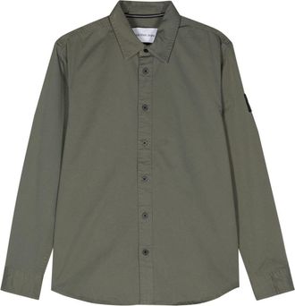 Calvin Klein Jeans logo-patch cotton shirt - men - Cotton/Elastane - L - Green