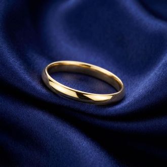 Pompeii3 3mm Wide High Polished Dome Wedding Band Solid 14K Yellow Gold Ring Size Selectable